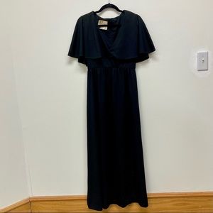Vintage Joan Leslie by Kasper Saks Fifth Ave long black cape dress